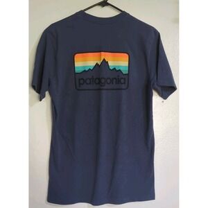 Patagonia‎ Shirt Mens S Responsibili-tee Blue Big Logo Gorpcore Hiking Camping